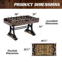 58” Coventry Foosball Table, Competition Size, Soccer, Accessories Included by