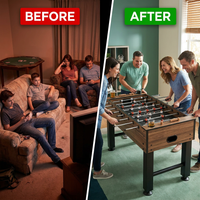 58” Coventry Foosball Table, Competition Size, Soccer, Accessories Included by — Before & After