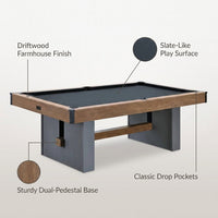 7 Ft. Urban Drop Pocket Pool Table, Perfect for Game Rooms — infographic