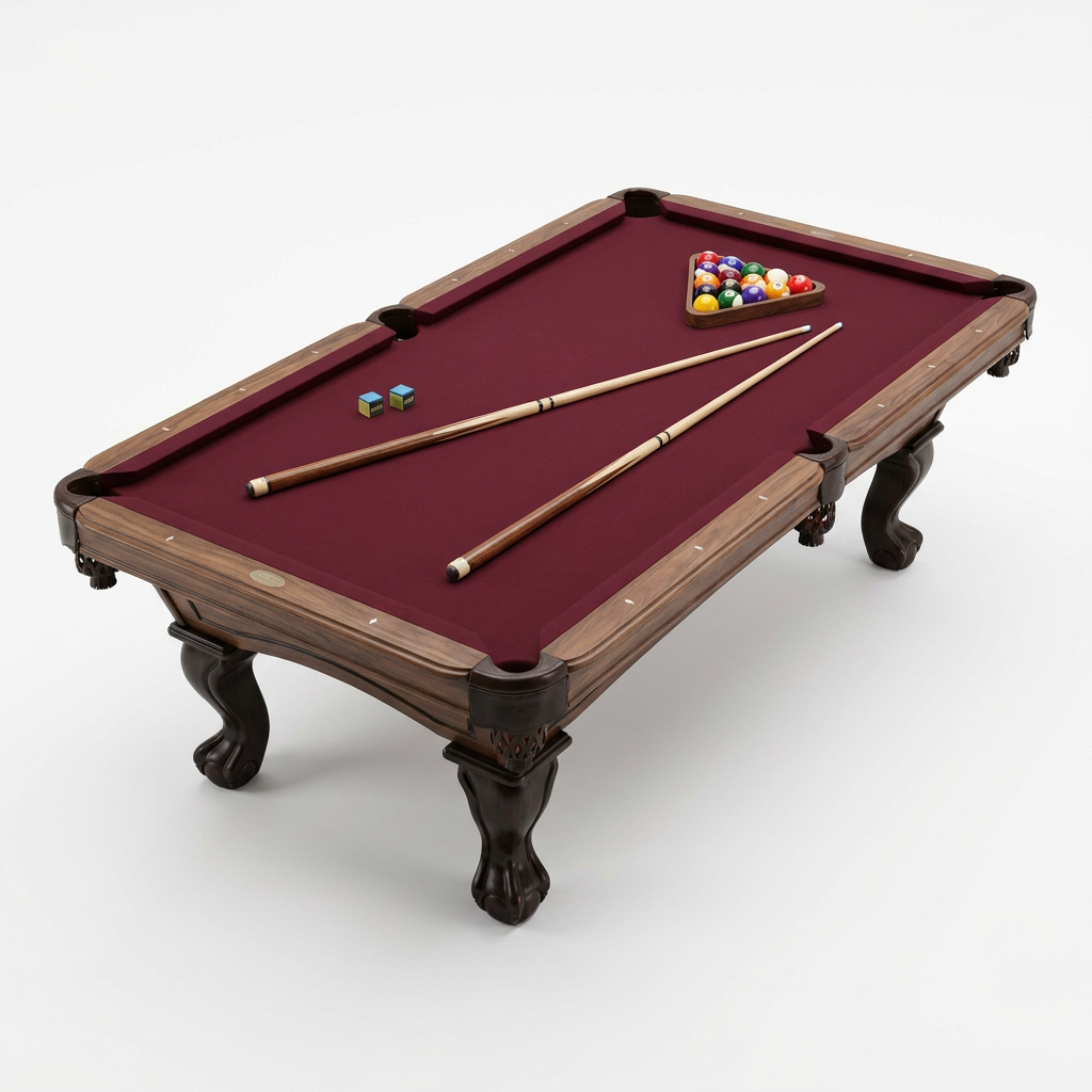Arlington 8 Ft. Pool Table with Drop Pockets, Cue Sticks and Ball Set — Studio Shot