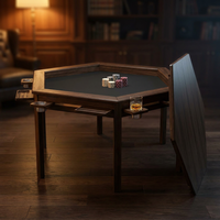 Wood Poker Table Convertible Gaming/Dining Table for 4-6 People with Removable Top, 6-Cup Holders — Studio Shot