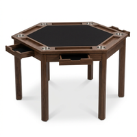 Wood Poker Table Convertible Gaming/Dining Table for 4-6 People with Removable Top, 6-Cup Holders — Studio Shot